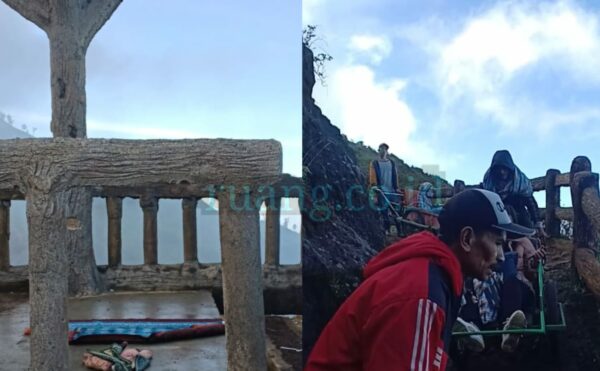 Tempat ibadah, Mushola (sebelah kiri) dan Porter Kawah Ijen (sebelah kanan)