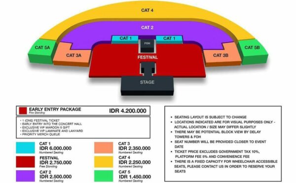 Denah Panggung dan Harga Tiket Konser Maroon 5