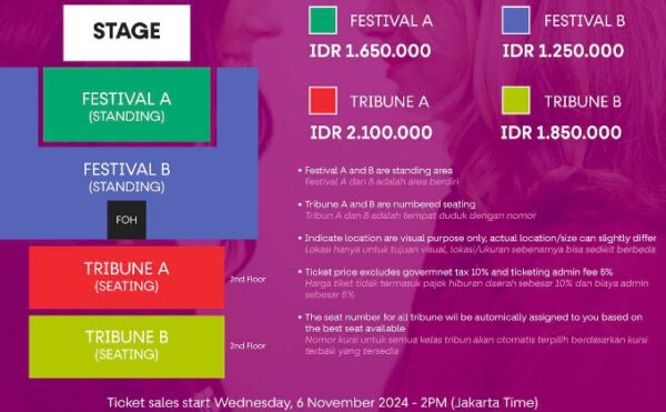 Seating plan Konser M2M di Jakarta April 2025