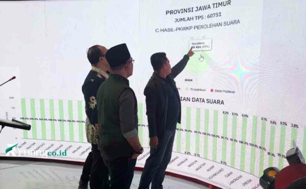 Petugas TPS Pilkada Jatim melakukan penghitungan suara di TPS, suasana rekapitulasi suara Pilkada Jatim