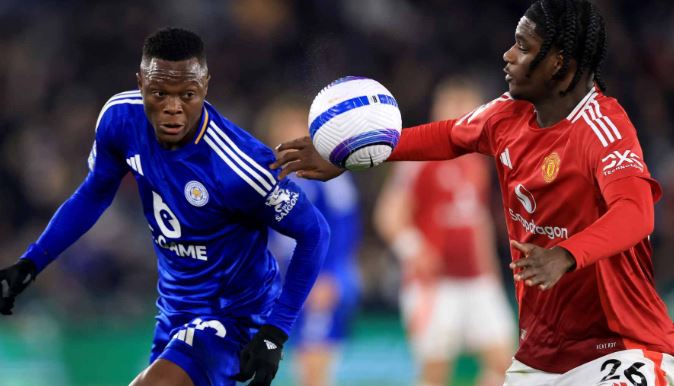 Ayden Heaven saat berlaga di Leicester City vs Manchester United.