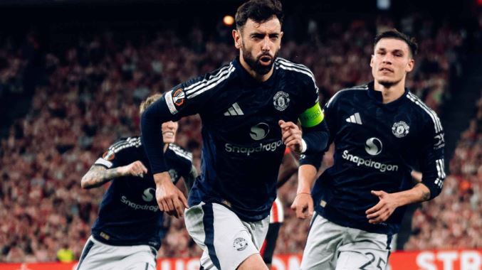 Pemain Manchester United merayakan gol di laga Liga Europa melawan Athletic Club (Dok. Official ManUtd)