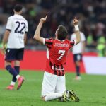 Gimenez merayakan gol ke gawang Bologna di San Siro. (Dok. Official AC Milan)