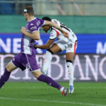 Christopher Nkunku mencetak gol penyeimbang AC Milan ke gawang Fiorentina. (Dok. OfficialACMilan)