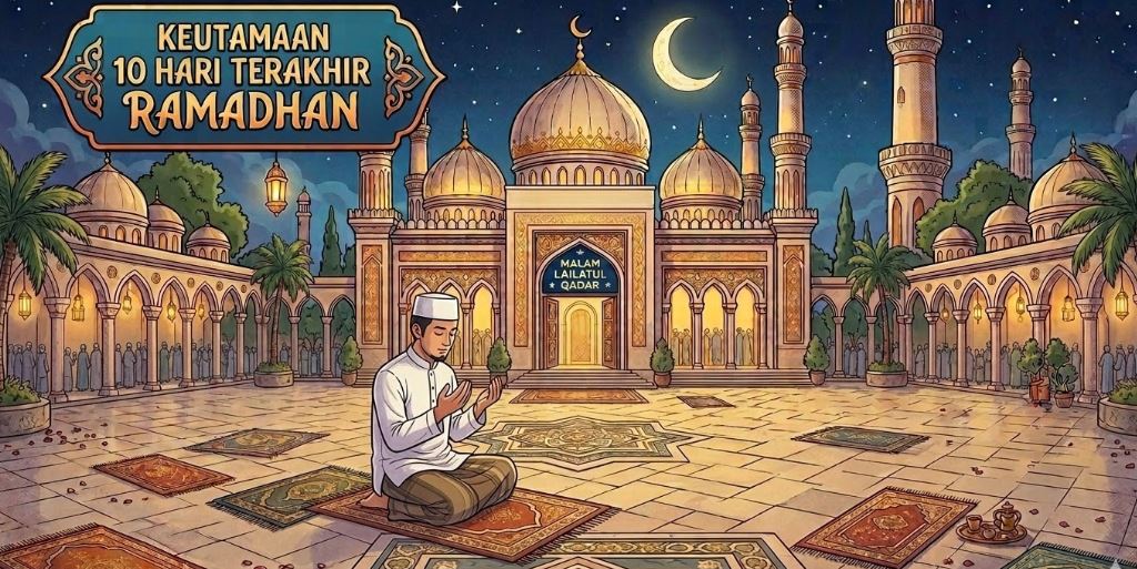 Ilustrasi umat Islam beribadah pada 10 hari terakhir Ramadhan mencari malam Lailatul Qadar