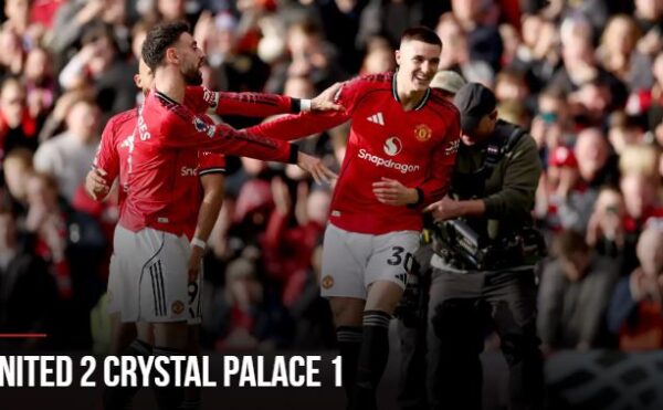 Selebrasi Benjamin Sesko usai mencetak gol kemenangan Manchester United vs Crystal Palace di Old Trafford (Photo : Official ManUtd)