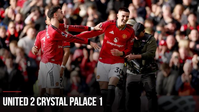 Selebrasi Benjamin Sesko usai mencetak gol kemenangan Manchester United vs Crystal Palace di Old Trafford (Photo : Official ManUtd)