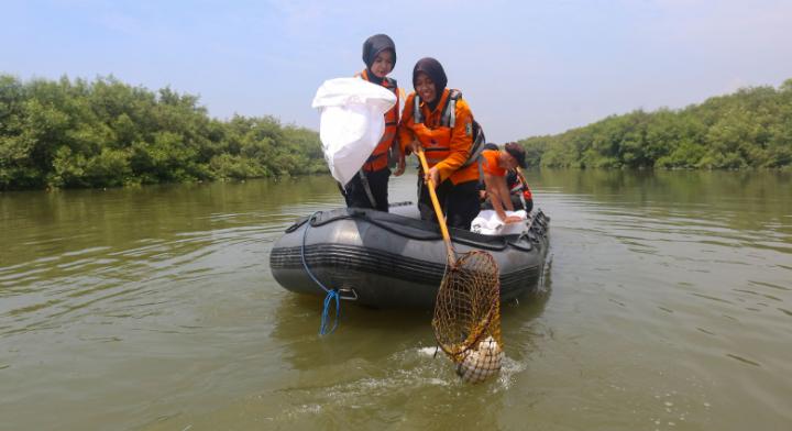 Sampah plastik Mangrove Surabaya