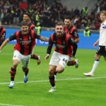 Para pemain AC Milan merayakan gol ke gawang Atalanta dalam lanjutan Serie A di Stadion San Siro (Photo: Official AC MIlan)