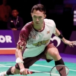 Jonatan Christie saat bertanding bulu tangkis
